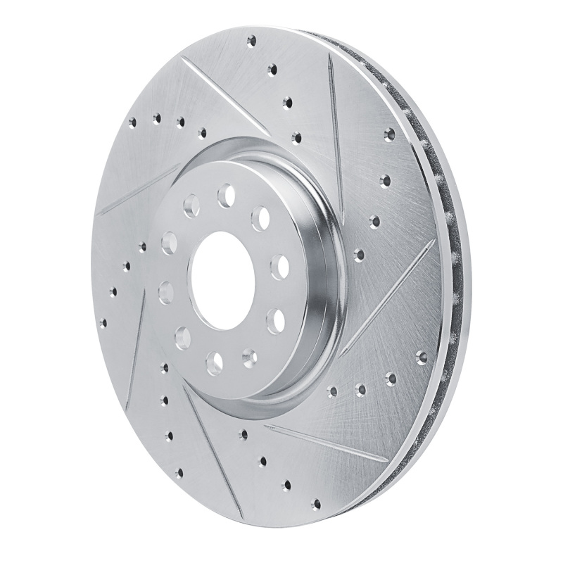 Volkswagen Atlas Brake Rotor (1) - Front Right - R1 Concepts - Drilled & Slotted - Silver - `18-`25